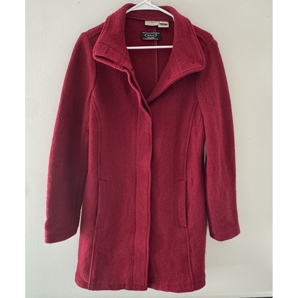 Vintage‎ LL Bean Red 100% Wool Coat Women's Medium Italy Classic Tailored Jacket
